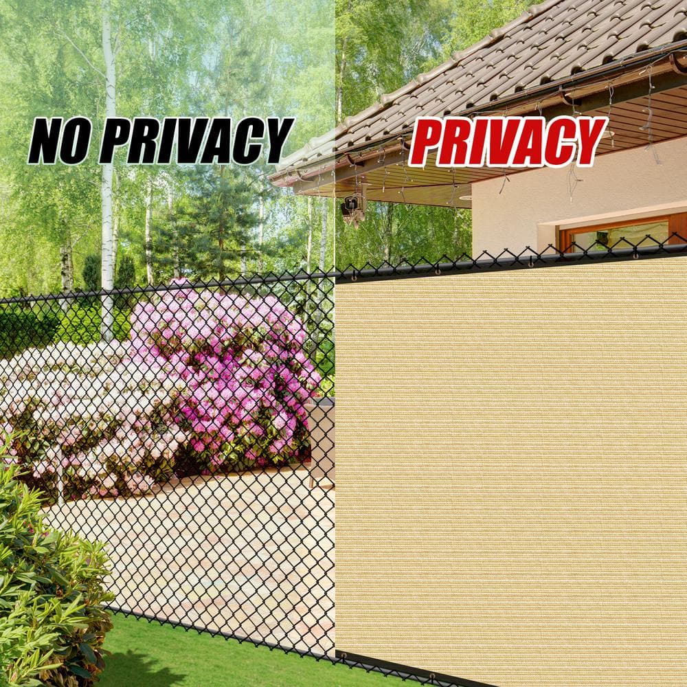 COLOURTREE 8 ft. x 10 ft. Beige Privacy Fence Screen Mesh Fabric Cover Windscreen with Reinforced Grommets for Garden Fence