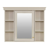 DELUXE DL LIVING 35 in. W x 28 in. H Rectangular Beige Wood Bathroom Medicine Cabinet with Mirror, Soft Close Door, Easy Hang, Open Shelf