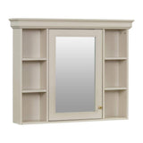 DELUXE DL LIVING 35 in. W x 28 in. H Rectangular Beige Wood Bathroom Medicine Cabinet with Mirror, Soft Close Door, Easy Hang, Open Shelf
