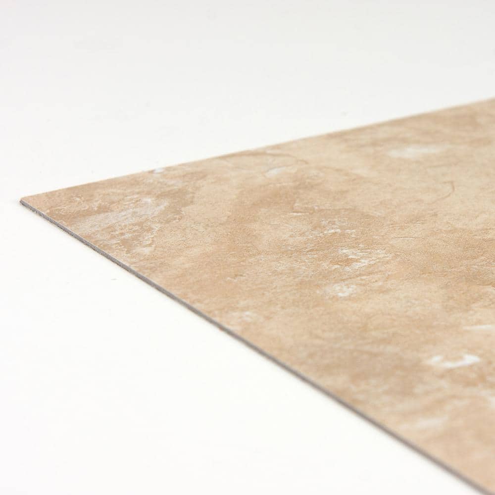 FloorPops Canyon 12 in. x 12 in. Peel and Stick Vinyl Floor Tiles, Beige Stone Look (20 Tiles, 20 sq. ft. Case)