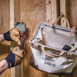 Klein Tools 12 in. Canvas Tool Bag, Model 5102-12, Beige with Vinyl Bottom