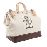 Klein Tools 14 in. No. 6 Canvas Tool Bag with Steel-Frame Mouth, Vinyl Bottom (Model 5102-14)