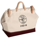 Klein Tools 18 in. Canvas Tool Bag, No. 8 Natural Canvas with Vinyl Bottom (Model 5102-18)