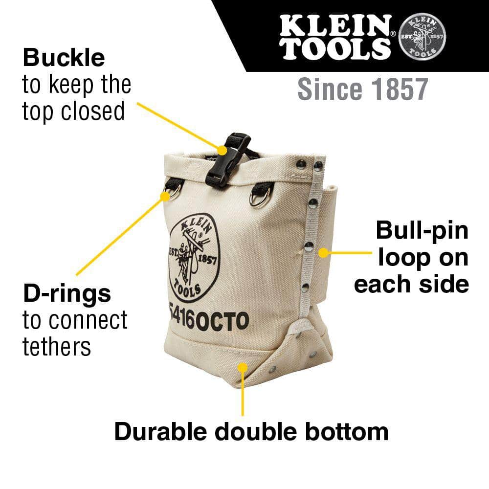 Klein Tools 9.5 in. Bull-Pin & Canvas Bolt Tool Bag with Connection Points, Model 5416OCTO