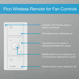 Lutron Pico Smart Remote for Caseta Smart Fan Speed Control, Light Almond (PJ2-3BRL-GLA-F01)