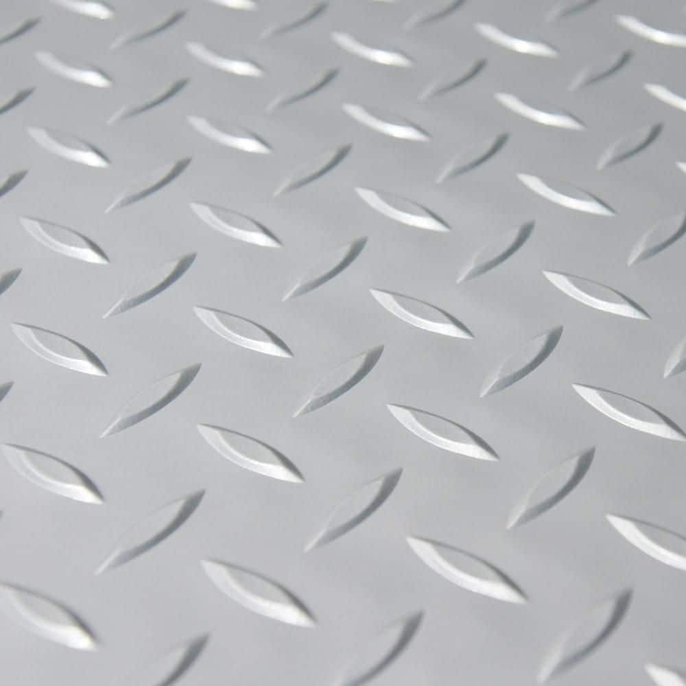 Rubber-Cal Diamond-Plate Metallic 4 ft. x 10 ft. Beige PVC Flooring (40 sq. ft.)