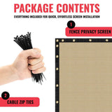 SEALTECH Ultra Heavy-Duty 200 GSM Privacy Fence Screen Beige - 8 ft. x 100 ft. Non-Recycled Polyethylene 90% Cable Zip Ties