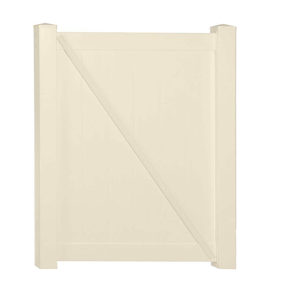 Weatherables Monroe Beige Vinyl Privacy Fence Gate 3.7 ft x 6 ft