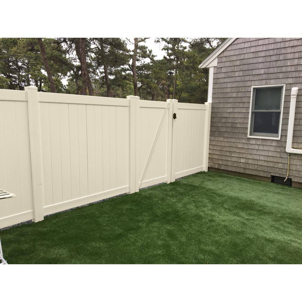 Weatherables Monroe Beige Vinyl Privacy Fence Gate 3.7 ft x 6 ft