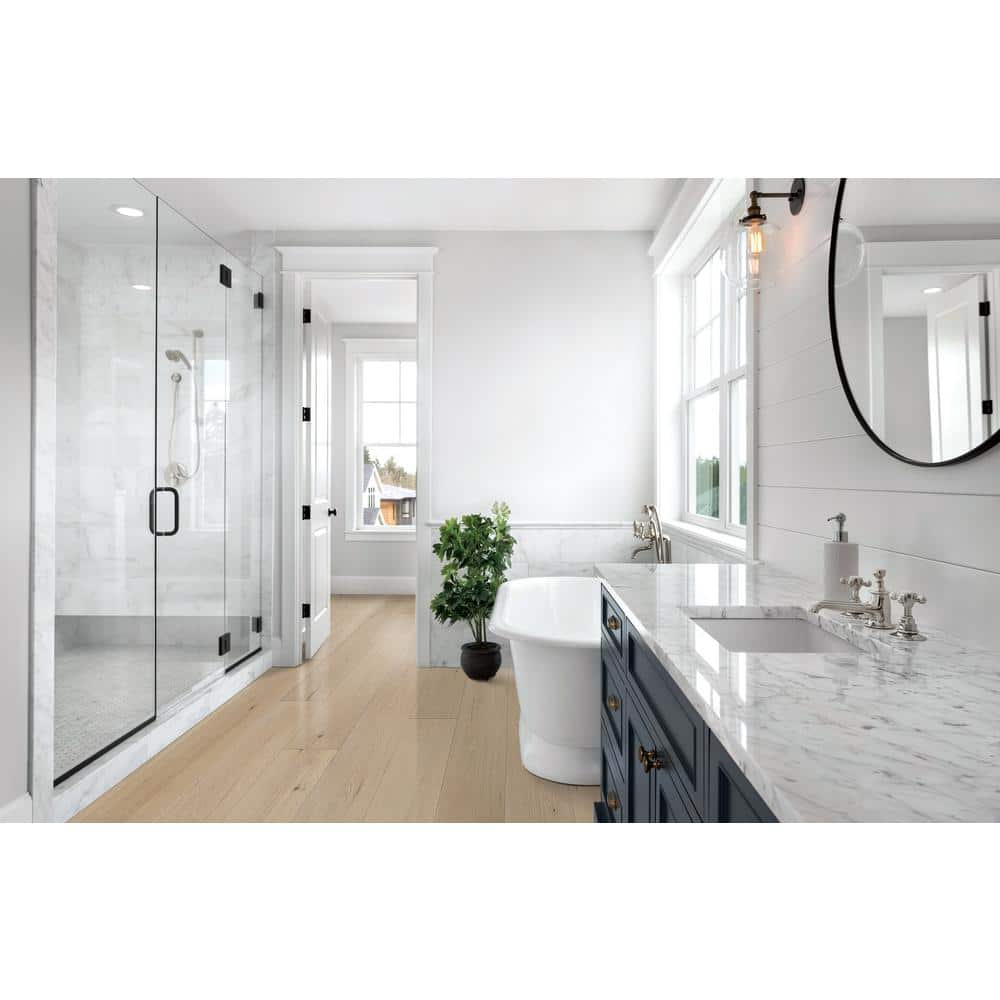 Sure+ Belgian Linen White Oak 1/4 in. T x 6.5 in. W Click Lock Wire Brushed Engineered Hardwood Flooring (21.7 sq.ft./case)