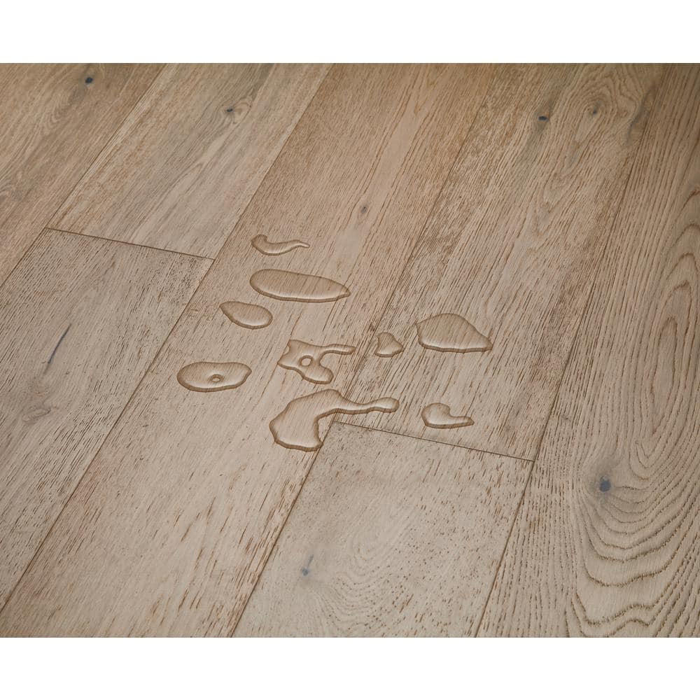 Sure+ Belgian Linen White Oak 1/4 in. T x 6.5 in. W Click Lock Wire Brushed Engineered Hardwood Flooring (21.7 sq.ft./case)