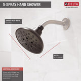 5-Spray 6 in. Single Wall Mount Fixed Shower Head in SpotShield Venetian Bronze - Super Arbor