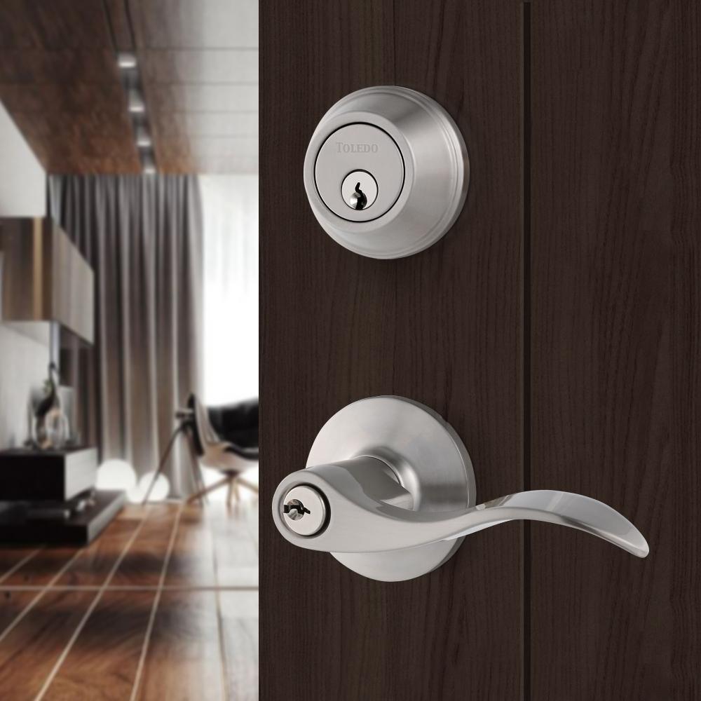 Double Cylinder Satin Nickel Lever Combo Set - Super Arbor