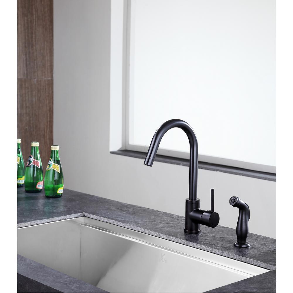 Farnese Single-Handle Standard Kitchen Faucet with Side Sprayer in Oil Rubbed Bronze - Super Arbor