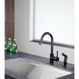 Farnese Single-Handle Standard Kitchen Faucet with Side Sprayer in Oil Rubbed Bronze - Super Arbor