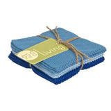 Set of 3 Cotton 10x10 Dishcloths, Sky Blue