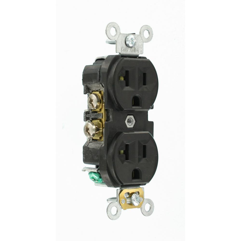 20 Amp Commercial Grade Duplex Outlet, Black - Super Arbor