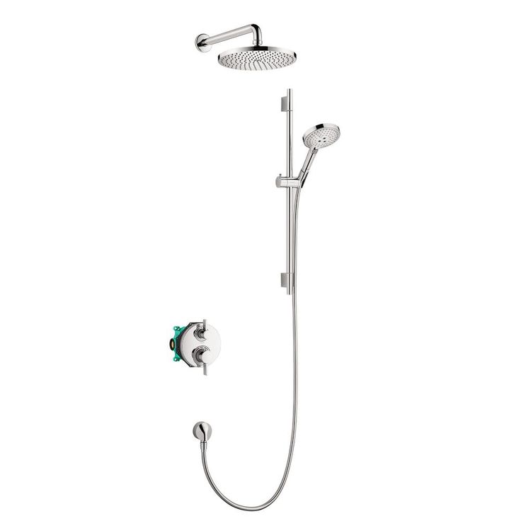 Raindance S 3-Spray Round Showerhead and Wall Bar Set with Valve in Chrome
