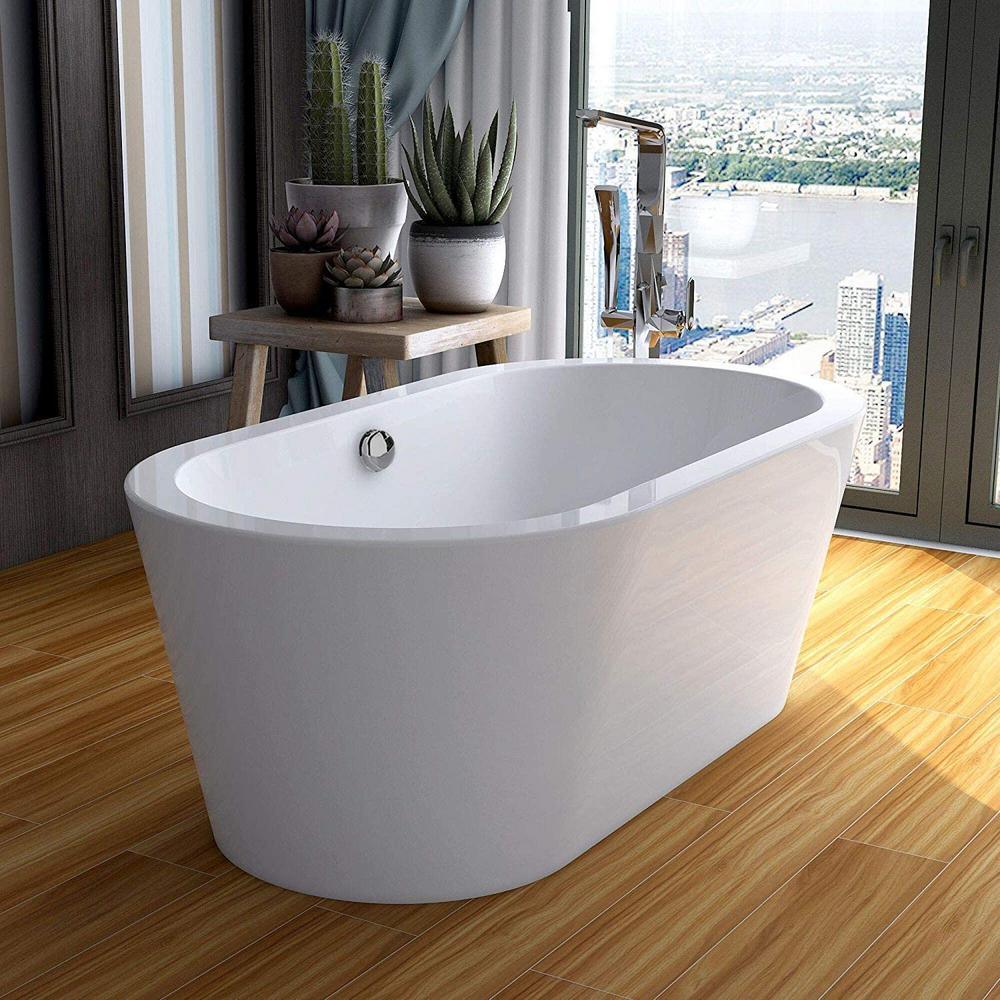 Lorient 59 in. Acrylic Flatbottom Freestanding Bathtub in White - Super Arbor