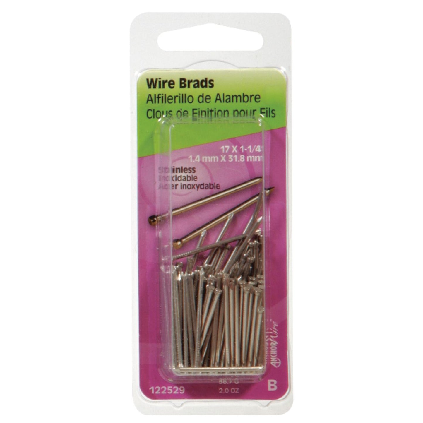 Hillman 17 Ga. x 1-1/4 in. Stainless Steel Brad Nails, 2 oz Pack