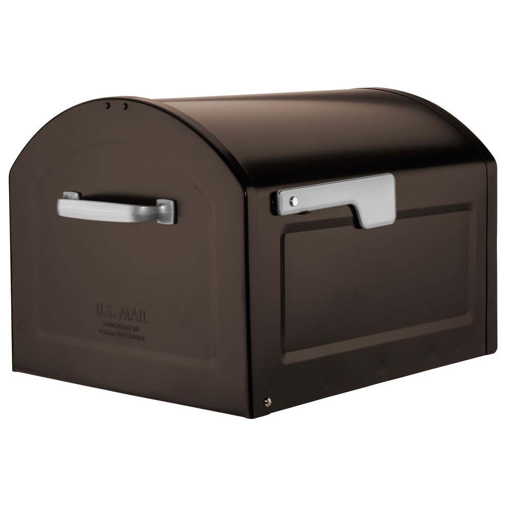 Centennial Extra Large Capacity Post Mount Parcel Mailbox in Black with Premium Silver Handle and Flag - Super Arbor