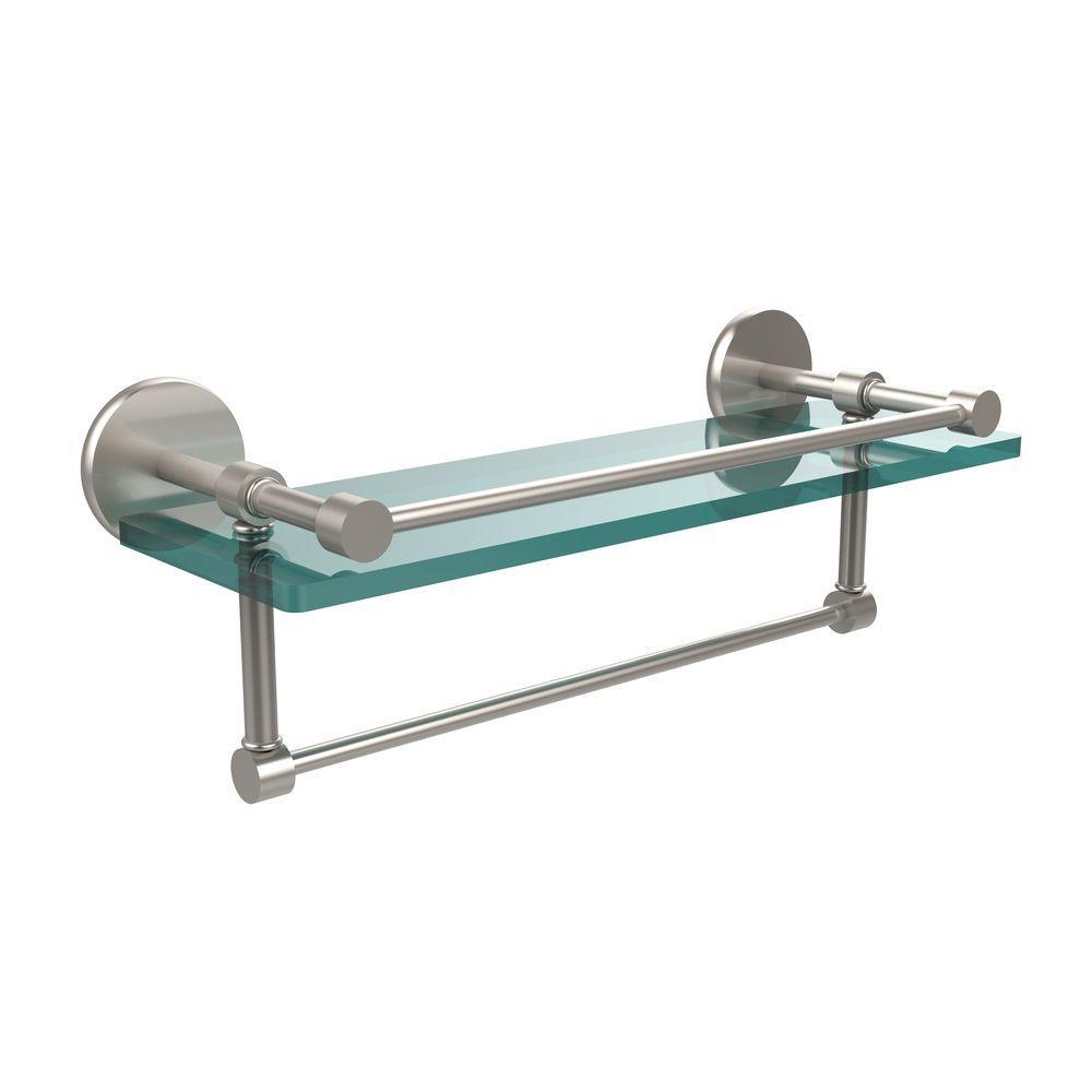 16 in. L  x 5 in. H  x 5 in. W Clear Glass Bathroom Shelf with Towel Bar in Oil Rubbed Bronze - Super Arbor