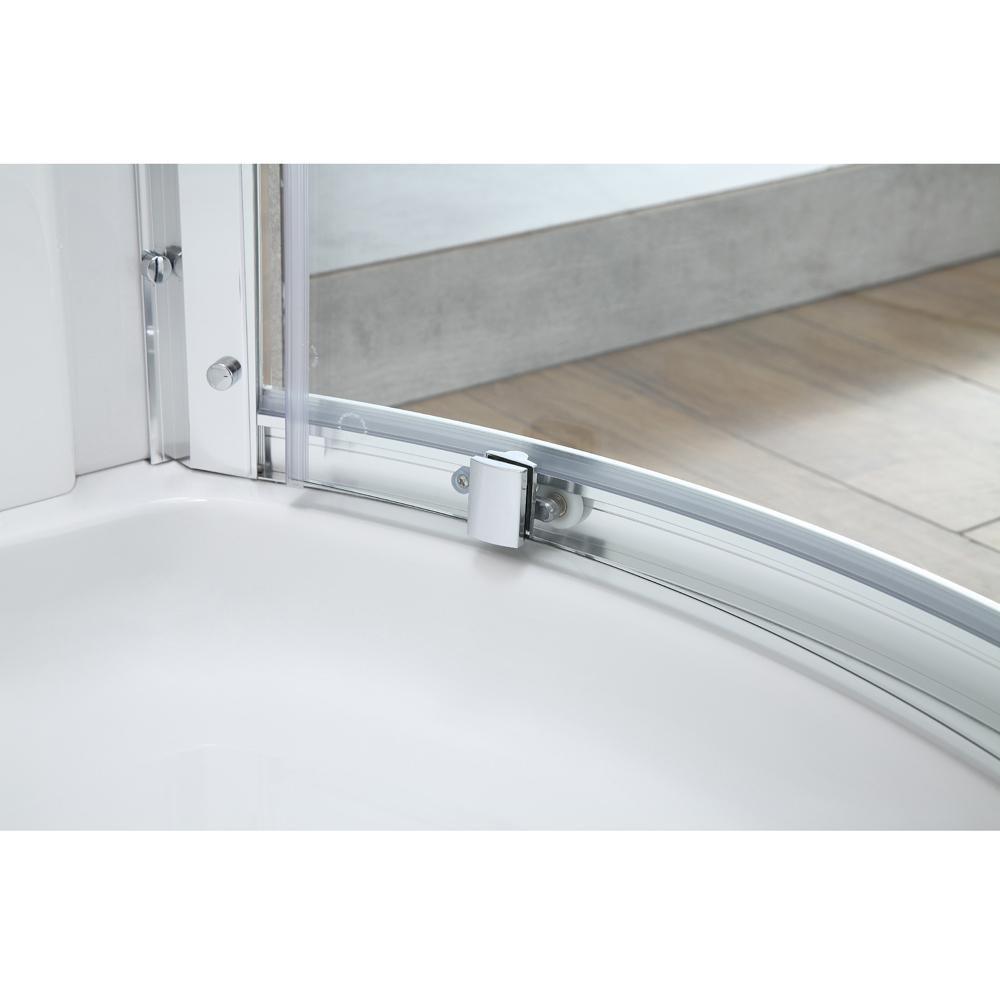 Maia 38 in. x 79.50 in. Corner Drain Corner Shower Kit in Clear and Chrome - Super Arbor