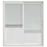 JELD-WEN 72-in x 80-in 4-9/16-in Low-e Insulating Blinds Between The Glass White Vinyl Sliding Right-Hand Sliding Double Patio Door