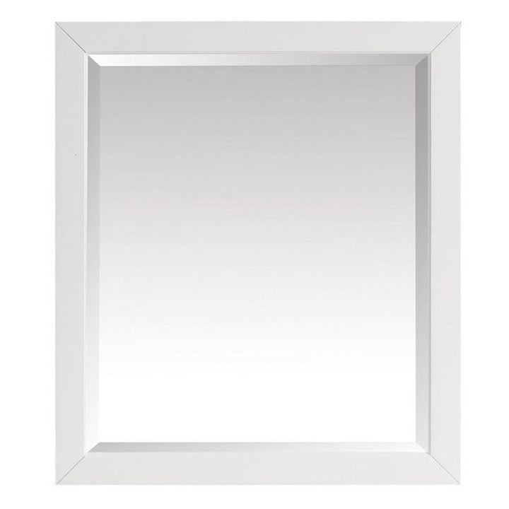 27.25 in. W x 32.00 in. H Framed Rectangular Beveled Edge Bathroom Vanity Mirror in White finish