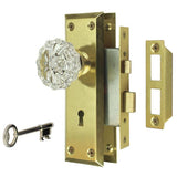 2 in. Aged Bronze Victorian Glass Knob Mortise Set