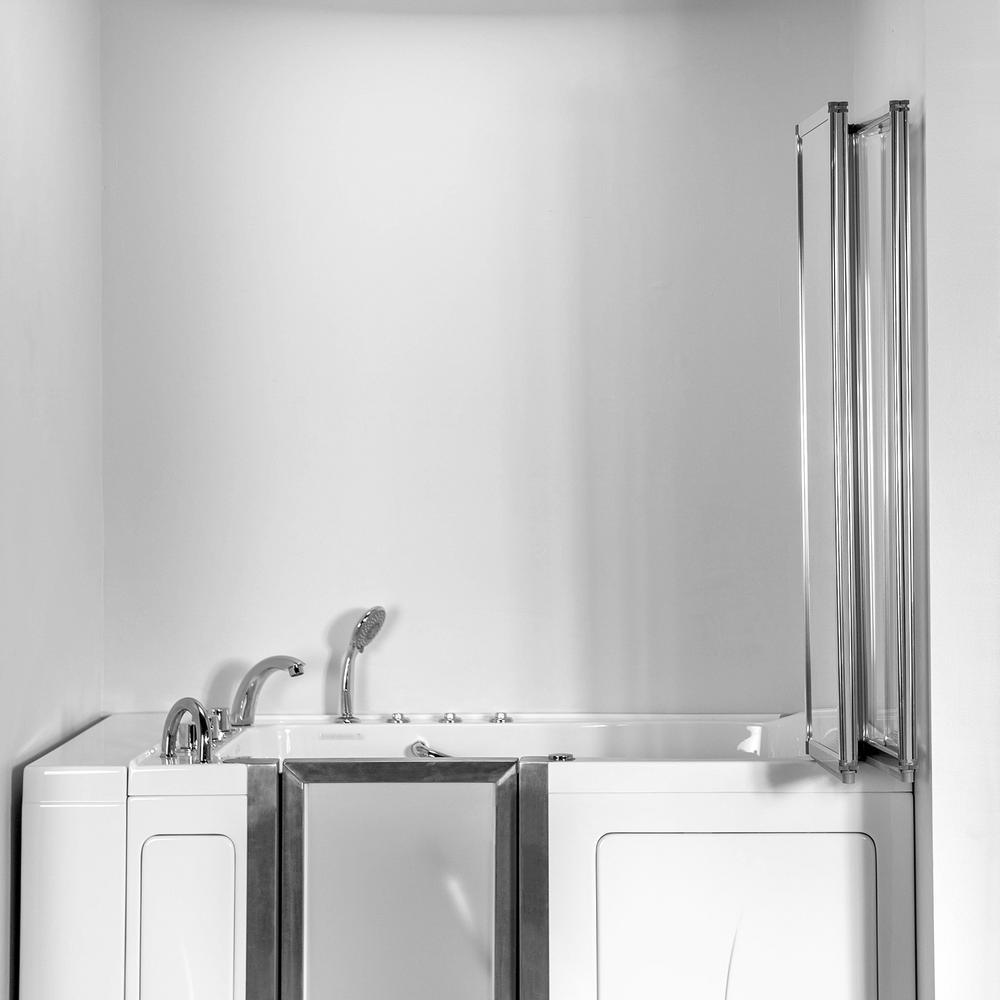 Elite 52 in. Walk-In Whirlpool and Air Bath Bathtub in White with LH Door, Thermostatic Faucet, Dual Drain,Shower Screen - Super Arbor