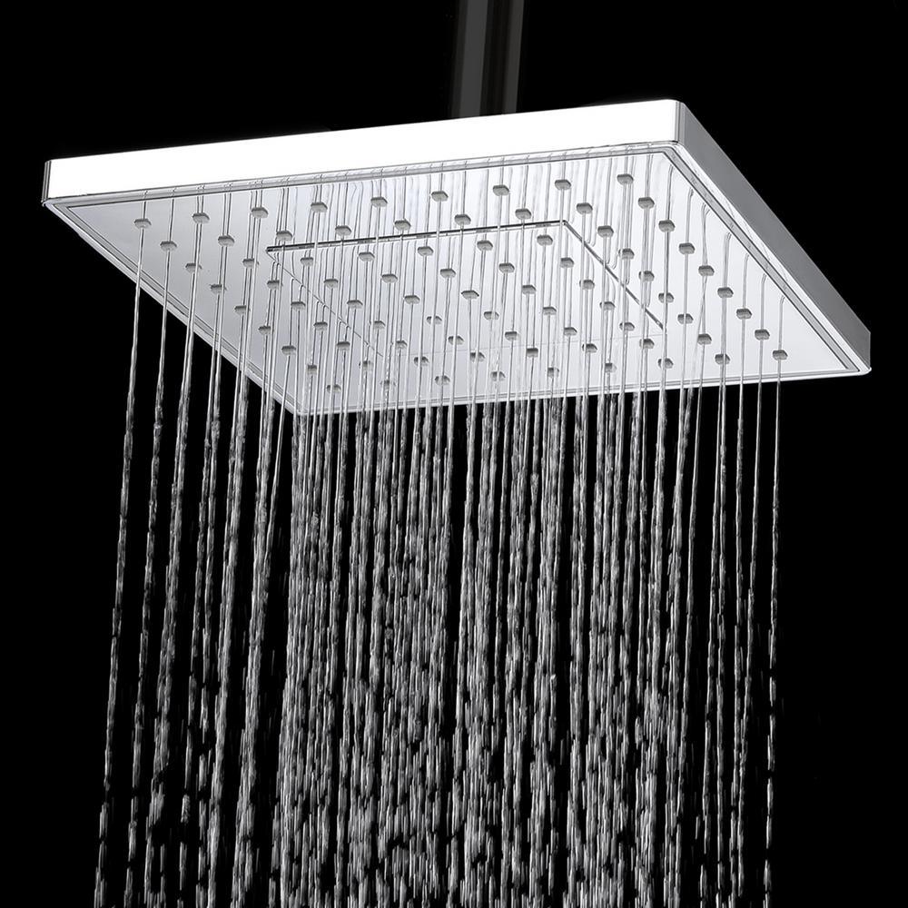 1-Spray 7.88 in. Single Wall Mount Fixed Rain Shower Head in Chrome - Super Arbor