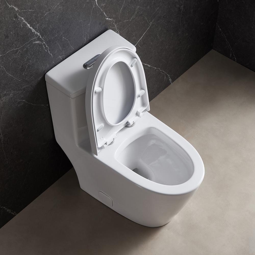 1-Piece Dual Flush 1.2 GPF/0.8 GPF Elongated High Efficiency Skirted Toilet All-in-One Toilet in White Seat Included - Super Arbor