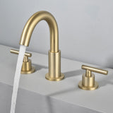 8 in. Widespread 2-Handle Mid-Arc Bathroom Faucet with Valve and cUPC Water Supply Lines in Brushed Gold - Super Arbor