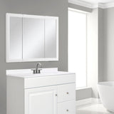 Wyndham 36 in. W x 30 in. H x 4-3/4 in. D Framed Tri-View Surface-Mount Bathroom Medicine Cabinet in White Semi-Gloss