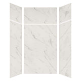Transolid Expressions 48 in. x 48 in. x 96 in. 4-Piece Easy Up Adhesive Alcove Shower Wall Surround in Bianca