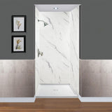 Transolid Expressions 48 in. x 48 in. x 96 in. 4-Piece Easy Up Adhesive Alcove Shower Wall Surround in Bianca