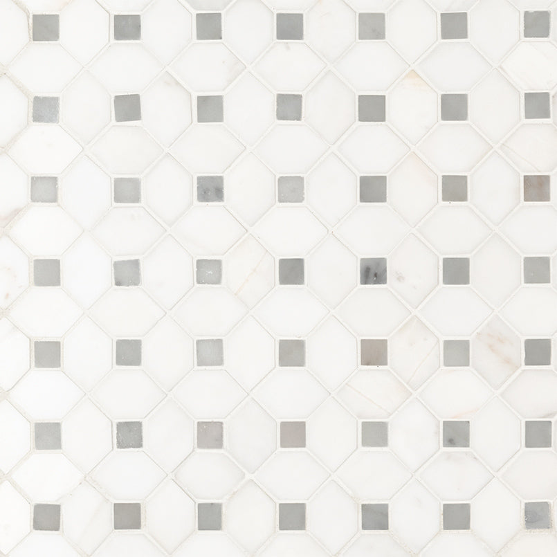 MSI Bianco Dolomite Dotty 12.31 in. x 12.36 in. x 10 mm Polished Marble Mesh-Mounted Mosaic Tile (10.6 sq. ft. / case)