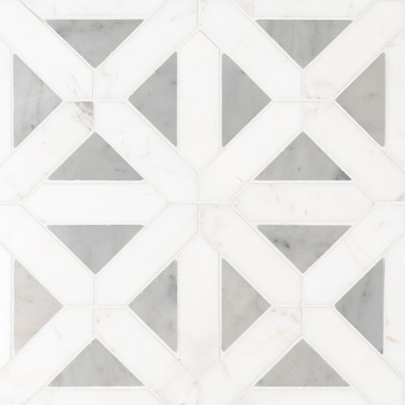 MSI Geometrica 12 in. x 12 in. x 10mm Bianco Dolomite Polished Marble Mesh-Mounted Mosaic Tile (10 sq. ft. / case)