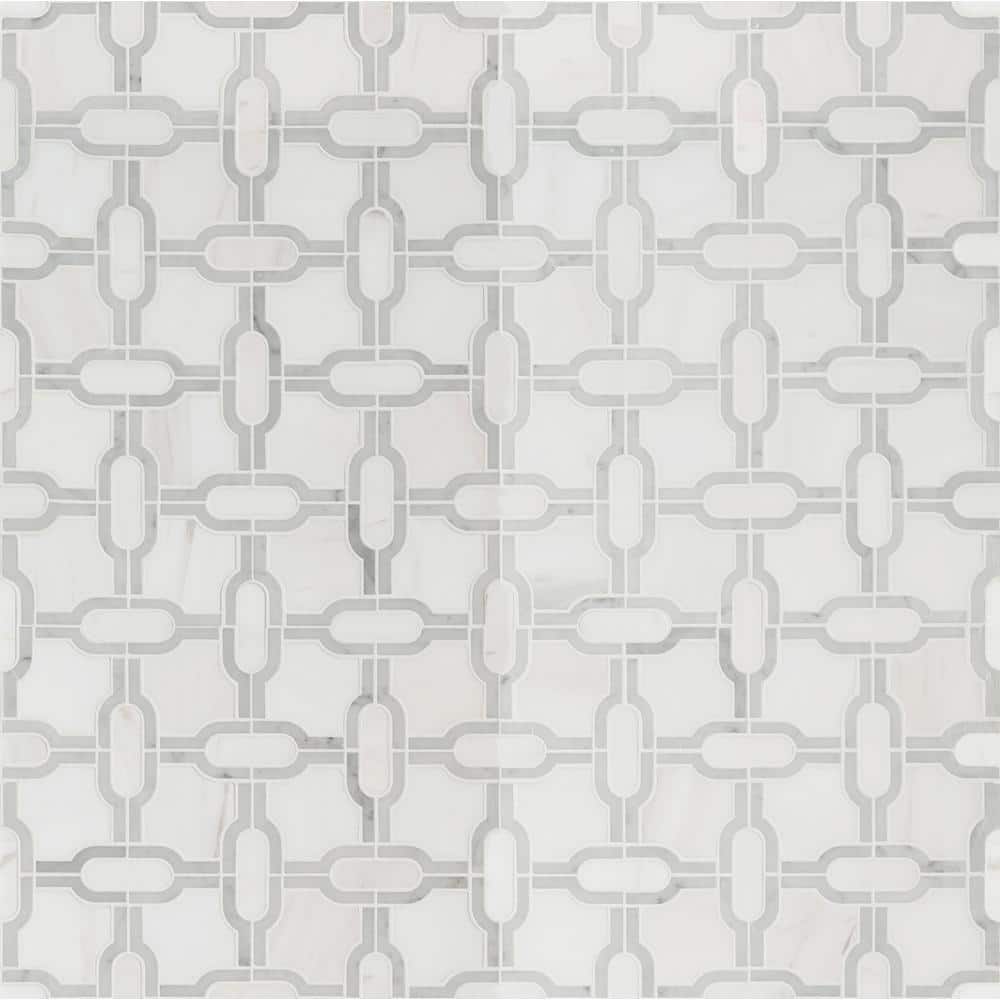 MSI Bianco Gridwork 12 in. x 12 in. Polished Marble Floor and Wall Tile (10 sq. ft./Case)