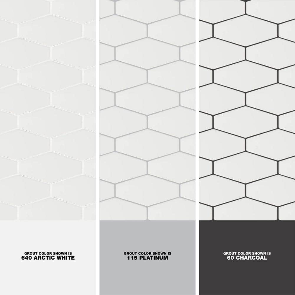 Ivy Hill Tile Birmingham Hexagon Bianco 4 in. x 8 in. 8mm Polished Ceramic Subway Tile (5.38 sq. ft. / box)