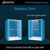 DreamLine Charisma 32 in. x 60 in. x 78.75 in. Semi-Frameless Sliding Shower Door in Brushed Nickel with Right-Drain White Base