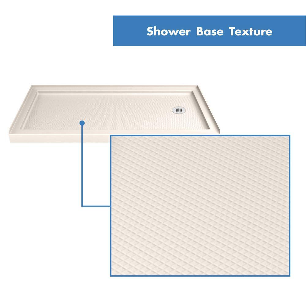 DreamLine Charisma 32 in. x 60 in. x 78.75 in. Semi-Frameless Sliding Shower Door in Brushed Nickel with Right-Drain White Base