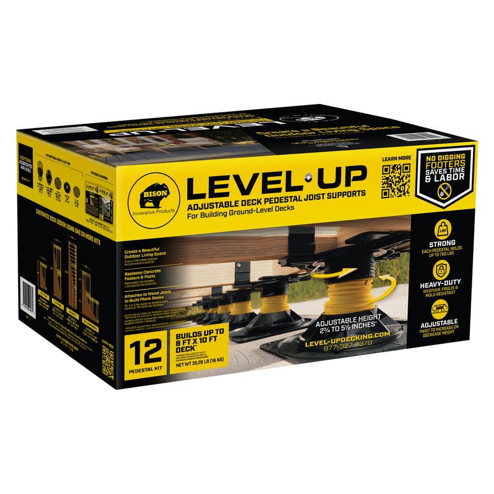 Bison Innovative Products Level.Up Adjustable Deck Pedestal Joist Support Kit (12-Pedestal Kit)