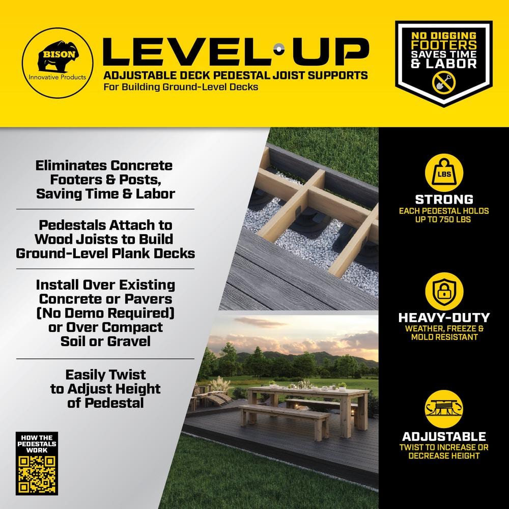 Bison Innovative Products Level.Up Adjustable Deck Pedestal Joist Support Kit (12-Pedestal Kit)