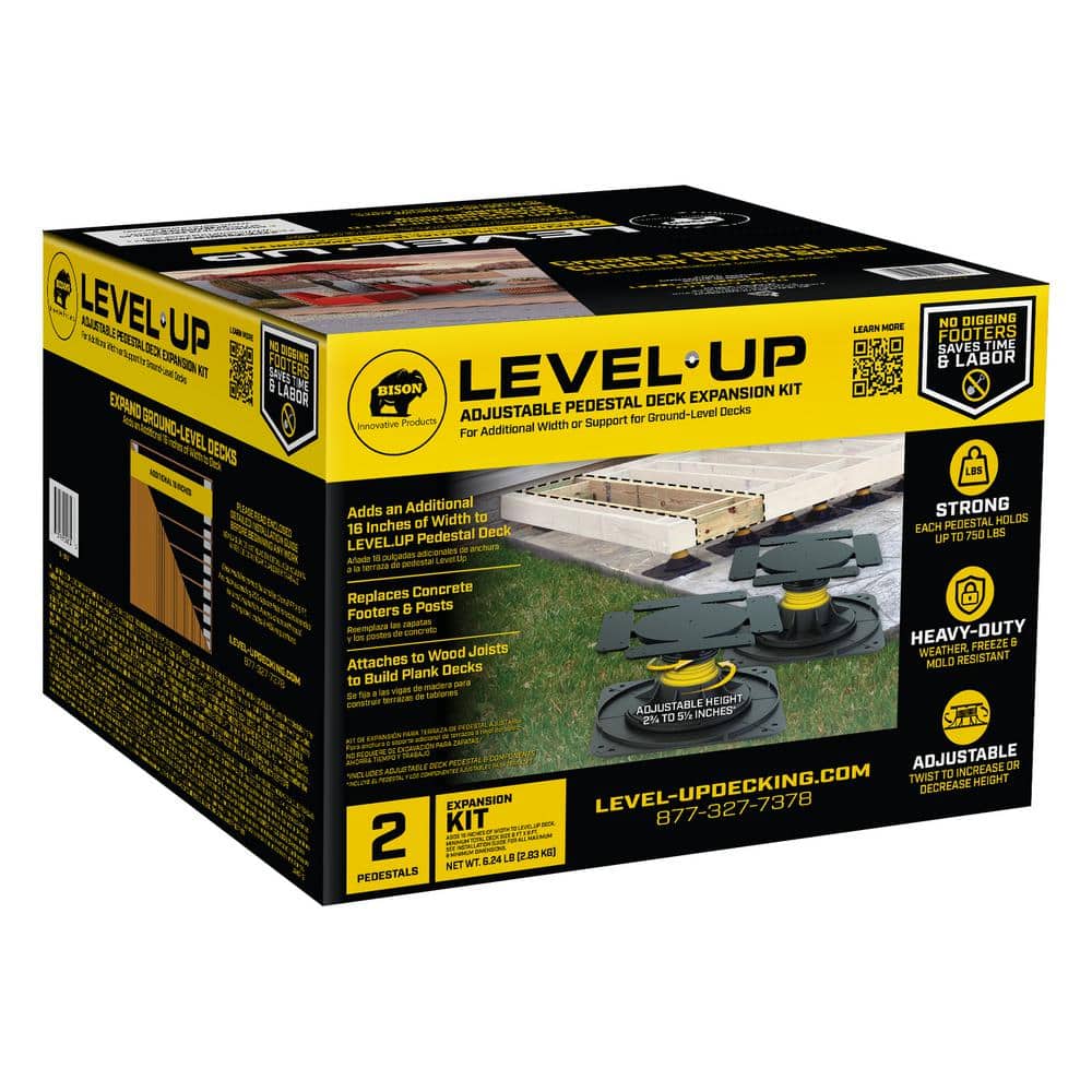 Bison Innovative Products Level.Up Adjustable Deck Pedestal Joist Support Expansion Kit (2-Pedestal Kit)