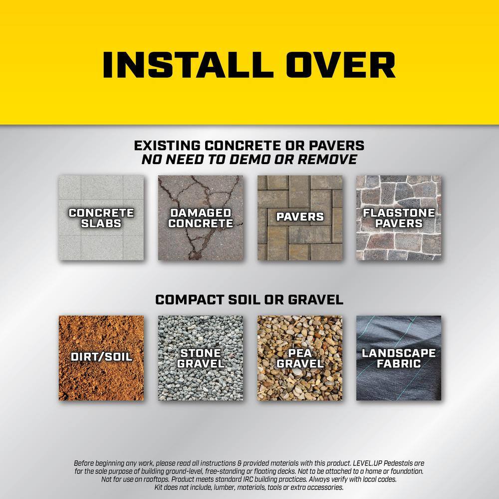 Bison Innovative Products Level.Up Adjustable Deck Pedestal Joist Support Expansion Kit (2-Pedestal Kit)