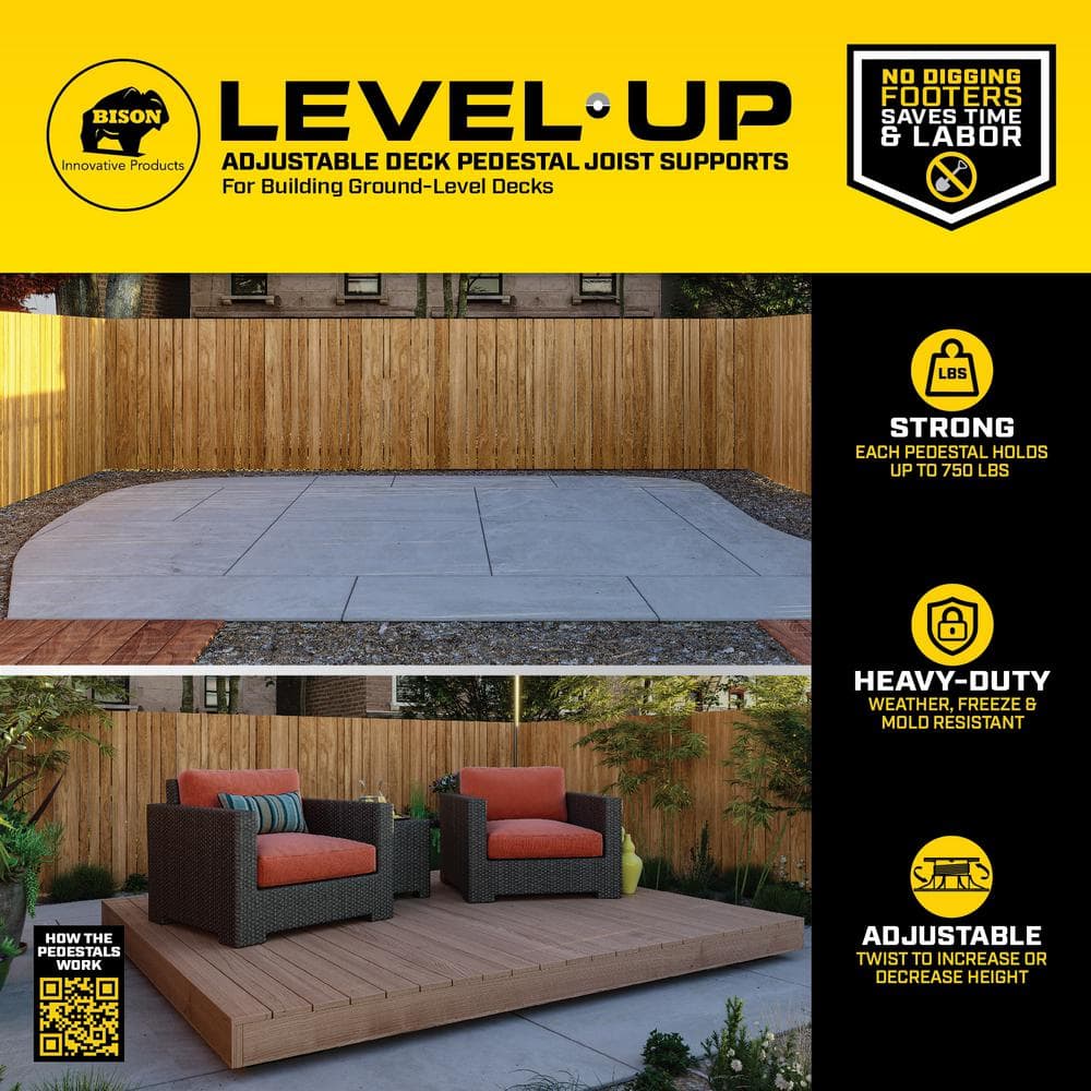 Bison Innovative Products Level.Up Pedestal System Accessory Height Coupler 1-1/2 in. (12-Pack)