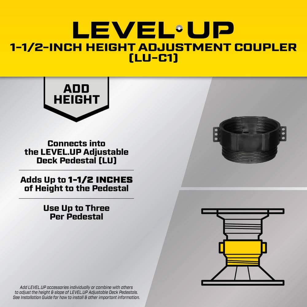 Bison Innovative Products Level.Up Pedestal System Accessory Height Coupler 1-1/2 in. (12-Pack)