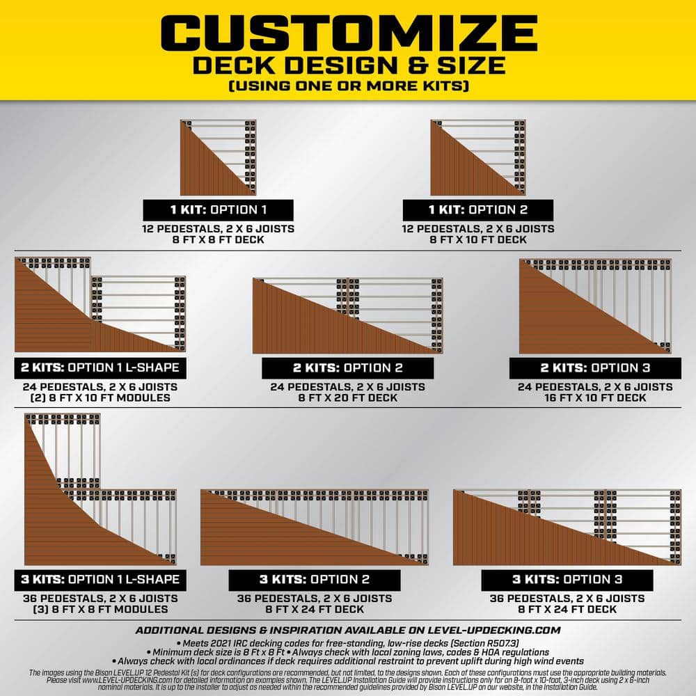 Bison Innovative Products Level.Up Pedestal System Accessory Slope Leveler (12-Pack)